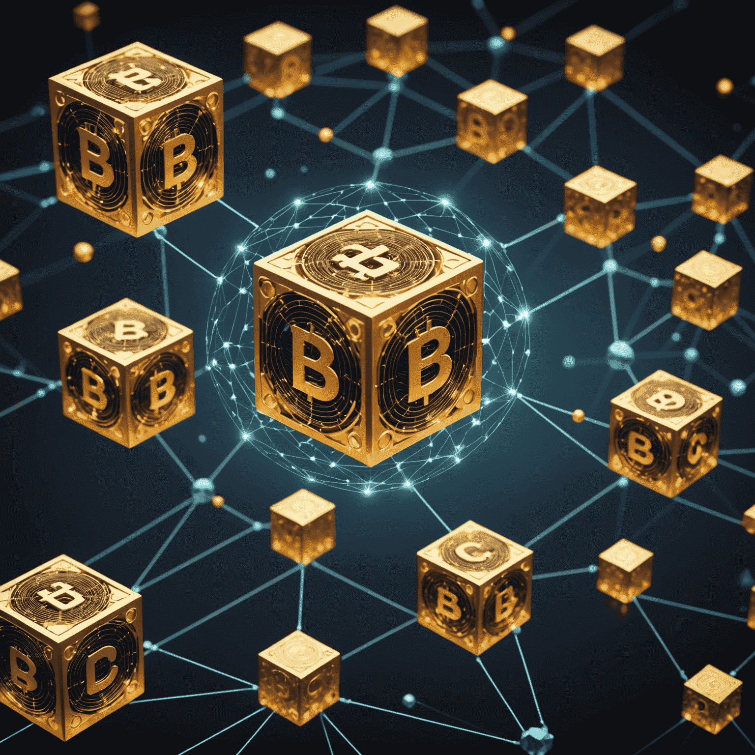 A visual representation of blockchain technology with interconnected blocks and digital data streams, symbolizing RollerCoin's secure and transparent system