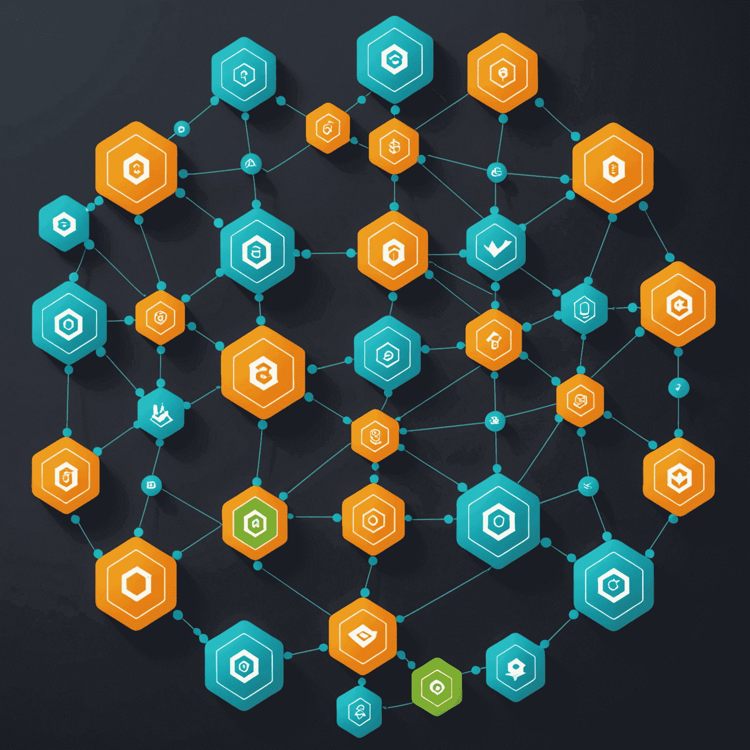 Visual representation of RollerCoin's blockchain structure, showing interconnected blocks with security symbols and fair play icons