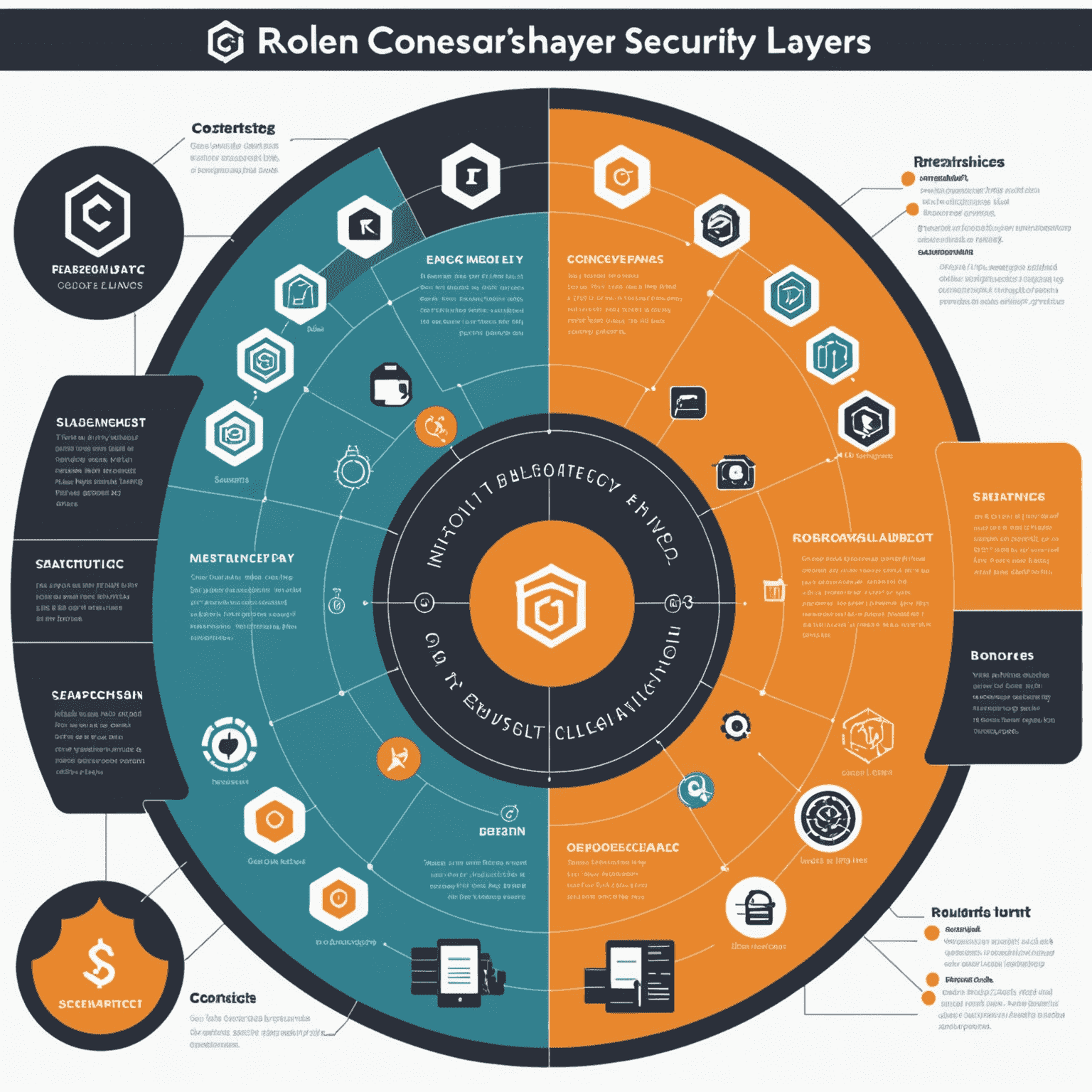 Infographic showing RollerCoin's security layers, including cryptographic hashing, consensus mechanism, and smart contracts