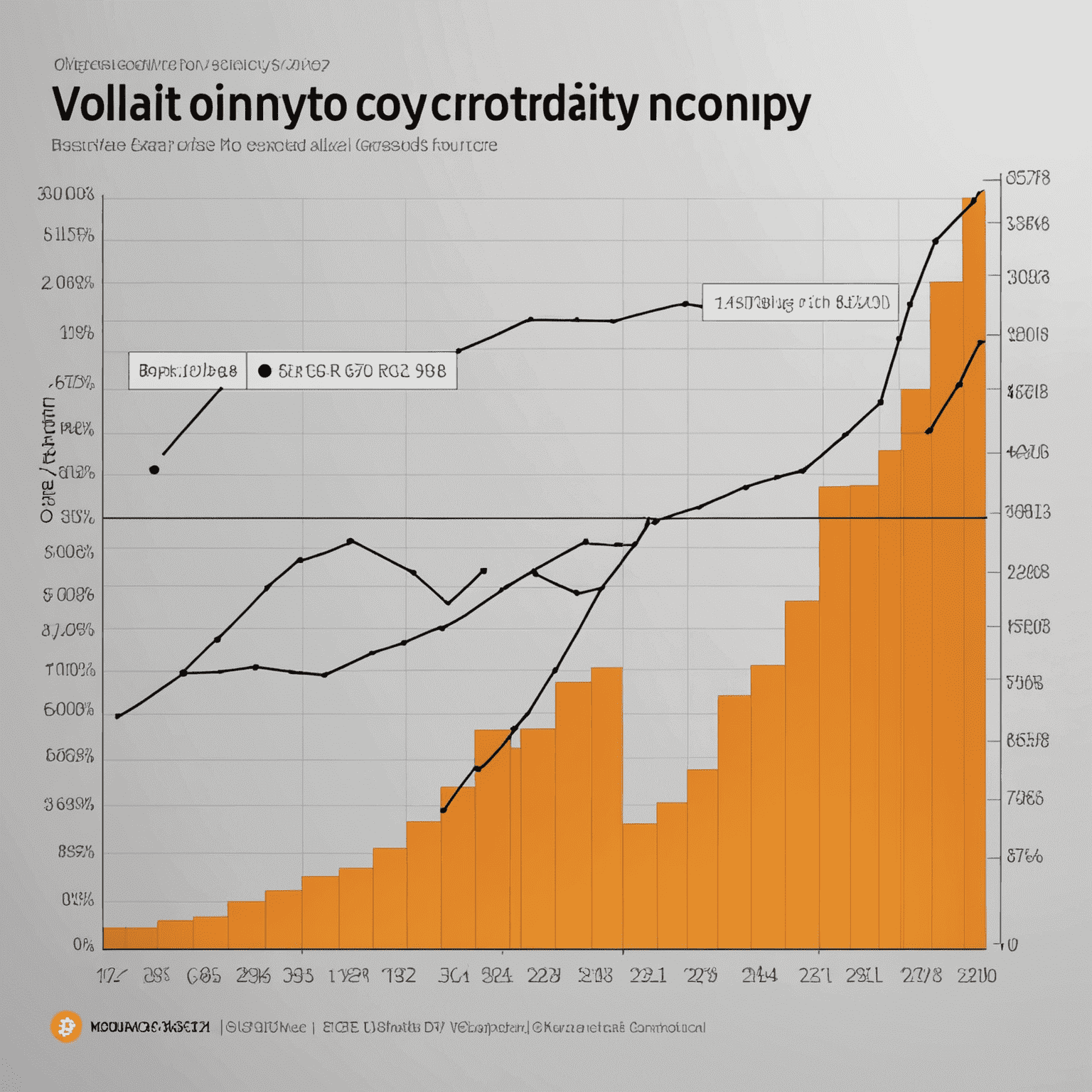 A graph showing the volatility of cryptocurrency prices over time, with RollerCoin's reward value fluctuating accordingly
