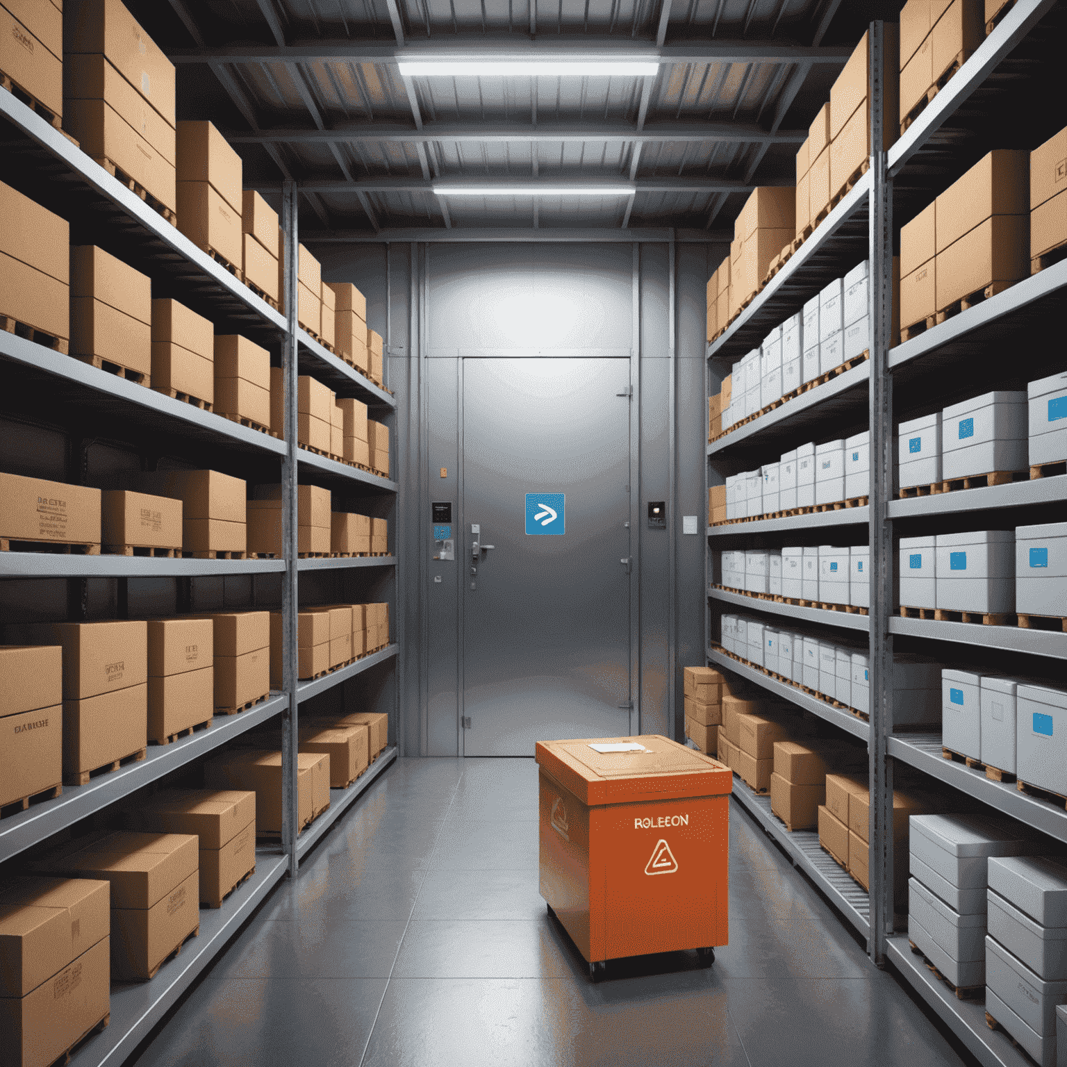 Illustration of RollerCoin's cold storage system, showing digital assets being securely stored offline