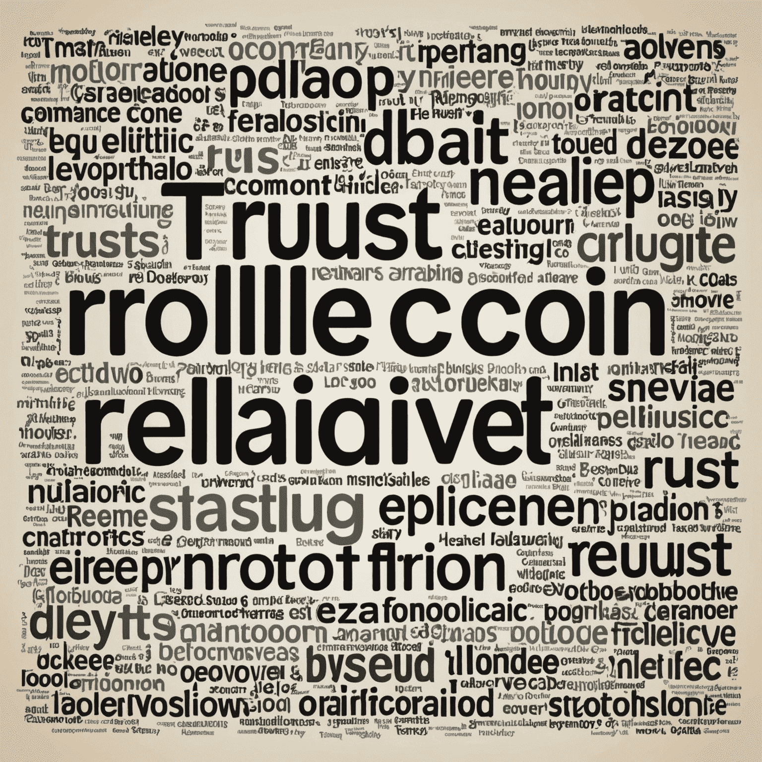 A word cloud featuring the most common positive and negative terms used by RollerCoin users when discussing trust and reliability